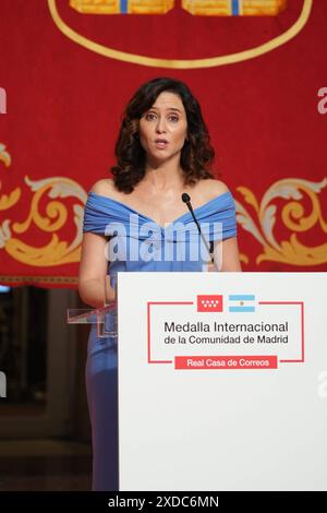 Madrid, Espagne. 21 juin 2024. Les politiciens Isabel Diaz Ayuso et Javier Milei à Madrid. 21 juin 2024 crédit : CORDON PRESS/Alamy Live News Banque D'Images