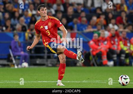 Robin le Normand (3) d'Espagne photographié lors d'un match de football entre les équipes nationales d'Espagne et d'Italie le 2ème jour de match du Groupe B dans la phase de groupes du tournoi UEFA Euro 2024 , le vendredi 20 juin 2024 à Gelsenkirchen , Allemagne . PHOTO SPORTPIX | David Catry Banque D'Images