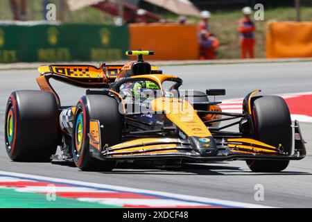 Barcelone, Espagne. 21 juin 2024. Catalunya circuit #4 Lando Norris (gbr) McLaren F1 Team McLaren (gbr) MCL38 Mercedes, lors du Grand Prix de formule 1 de Monaco 2024, 8ème manche du Championnat du monde de formule 1 2024 du 20 au 23 mai 2024 sur le circuit de Monaco. (Philippe Nanchino/SPP) crédit : photo de presse SPP Sport. /Alamy Live News Banque D'Images