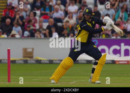 Chester le Street, 21 juin 2024. Graham Clark battant pour Durham Cricket contre les Yorkshire Vikings dans l'explosion T20 au Seat unique, Chester le Street. Crédit : Colin Edwards/Alamy Live News Banque D'Images