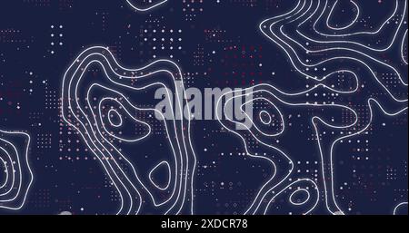 Illustration des motifs topographiques et des connexions du microprocesseur sur fond bleu Banque D'Images