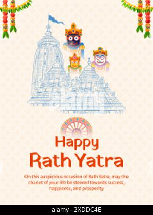 Lord Jagannath, Balabhadra et Subhadra sur Ratha Yatra annuel dans le contexte du festival Odisha Illustration de Vecteur