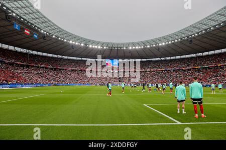 Berlin, Allemagne. 21 juin 2024. Football : Championnat d'Europe, Pologne - Autriche, tour préliminaire, groupe d, 2ème jour de match, Olympiastadion Berlin. Vue sur le stade. Crédit : Andreas Gora/dpa/Alamy Live News Banque D'Images