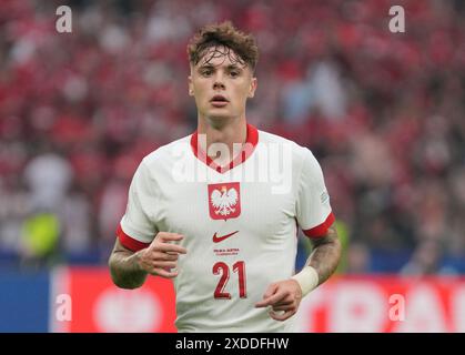 Berlin, Allemagne. 21 juin 2024. Football : Championnat d'Europe, Pologne - Autriche, tour préliminaire, groupe d, 2ème jour de match, Olympiastadion Berlin, Polonais Nicola Zalewski. Crédit : Soeren Stache/dpa/Alamy Live News Banque D'Images