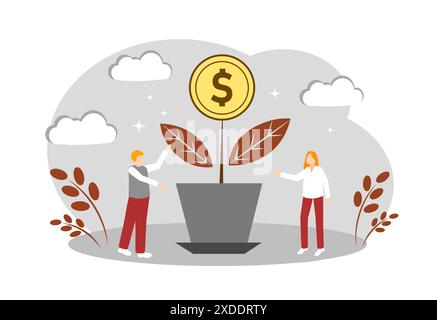 Arbre d'argent. Affaires prospères. Augmentation du chiffre d'affaires Illustration de Vecteur