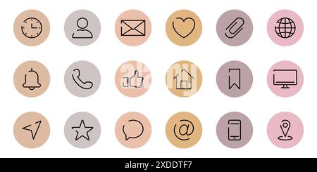 Met en surbrillance les icônes de couverture. Ensemble d'icônes d'informations de contact du site Web. Faits saillants couvre le pictogramme de ligne pour carte de visite. Contour modifiable. Vecteur Illustration de Vecteur