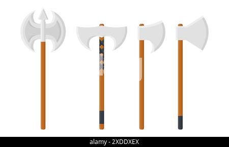 Poignée en bois Sharp Ax Design. Illustration Ax de l'outil de coupe. Hache médiévale. Illustration de Vecteur