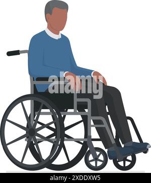 Homme âgé en fauteuil roulant, concept de soins aux aînés, isolé Illustration de Vecteur