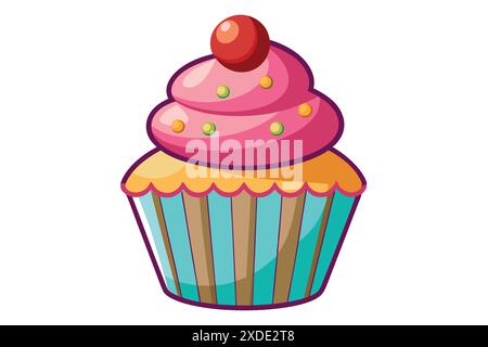 Le vecteur de cupcake et illustration en couleur Illustration de Vecteur