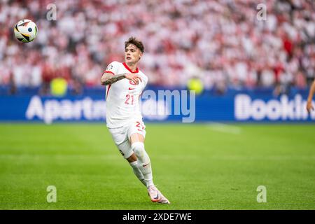 Berlin, Allemagne. 21 juin 2024. Nicola Zalewski (21 ans), polonaise, vue lors du match de l'UEFA Euro 2024 dans le Groupe d entre la Pologne et la Croatie à l'Olympiastadion de Berlin. Crédit : Gonzales photo/Alamy Live News Banque D'Images