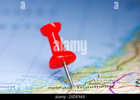 Heimdal, Norvège épinglé sur la carte Banque D'Images