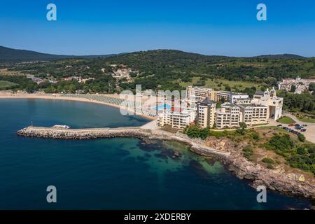 Vue aérienne du complexe hôtelier de luxe Dyuni Resort près de Sozopol, Bulgarie Banque D'Images