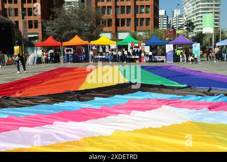 MARCHA ORGULLO INVERSO Quito, samedi 22 juin 2024 inverse Pride Fair et mars Quito 2024, commence à la plateforme du gouvernement du Nord et traverse plusieurs rues du secteur photos API Alberto Suarez Quito Pichincha Ecuador soi MARCHA ORGULLO INVERSO b64b0bf0bae185e3e1fd50fa2c6977f3 Copyright : xALBERTOxSUÃREZx Banque D'Images