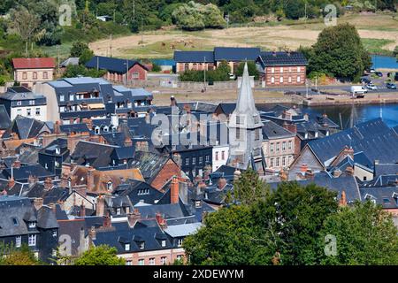 Vue aérienne du clocher Sainte-Catherine à Honfleur, Calvados. Banque D'Images