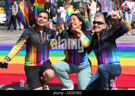 MARCHA ORGULLO INVERSO Quito, samedi 22 juin 2024 inverse Pride Fair et mars Quito 2024, commence à la plateforme du gouvernement du Nord et traverse plusieurs rues du secteur photos API Alberto Suarez Quito Pichincha Ecuador soi MARCHA ORGULLO INVERSO a8c240ac7723d55a5b520d217d2eed98 Copyright : xALBERTOxSUÃREZx Banque D'Images