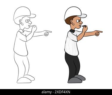 Fantaisiste arbitre de football dessin animé illustration de personnage Illustration de Vecteur