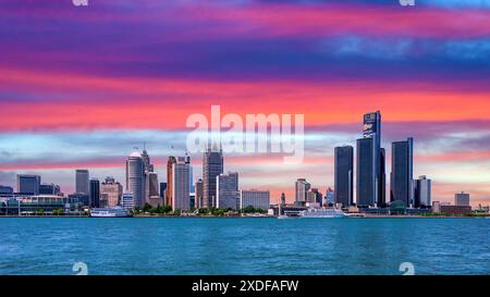 Detroit City Space and Skyline, Michigan, États-Unis Banque D'Images