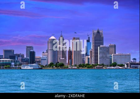 Detroit City Space and Skyline, Michigan, États-Unis Banque D'Images