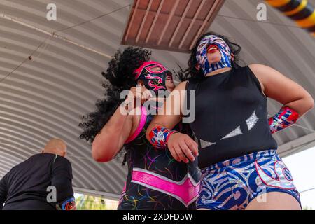 Lucha libre événement mexicain de lutte zone rurale Banque D'Images