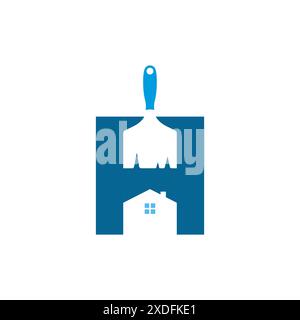 Lettre H modèle de conception de logo de pinceau inspiration. Lettre h avec image vectorielle de logo d'espace négatif de pinceau Illustration de Vecteur