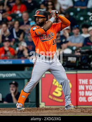 Texas, États-Unis. 22 juin 2024. Cedric Mullens #31 des Orioles de Baltimore en action contre les Astros de Houston au minute Maid Park à Houston au Texas. Houston bat Baltimore 5-1. Crédit : csm/Alamy Live News Banque D'Images