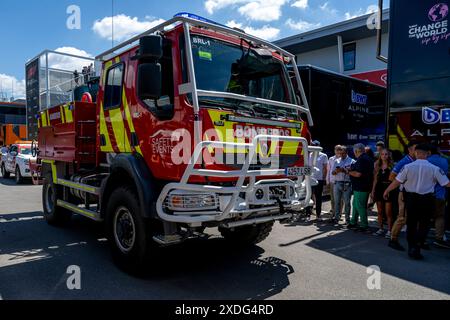 Montmelo, Espagne, 22 juin 2024, incendie dans McLaren Motorhome au Grand Prix d'Espagne. Qualifications, 10e manche du championnat de formule 1 2024. Crédit : Michael Potts/Alamy Live News Banque D'Images