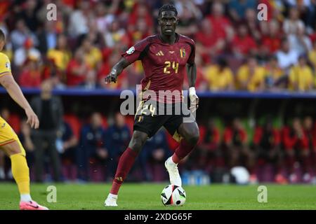 Cologne, Allemagne. 22 juin 2024. Amadou Onana (Belgique) lors du match UEFA Euro Allemagne 2024 entre Belgique 2-0 Roumanie au stade de Cologne le 22 juin 2024 à Cologne, Allemagne. Crédit : Maurizio Borsari/AFLO/Alamy Live News Banque D'Images