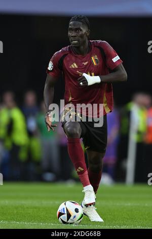 Cologne, Allemagne. 22 juin 2024. Amadou Onana (Belgique) lors du match UEFA Euro Allemagne 2024 entre Belgique 2-0 Roumanie au stade de Cologne le 22 juin 2024 à Cologne, Allemagne. Crédit : Maurizio Borsari/AFLO/Alamy Live News Banque D'Images