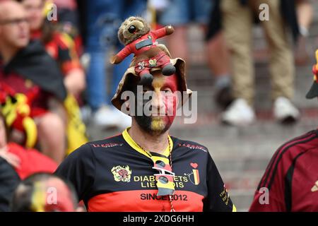 Cologne, Allemagne. 22 juin 2024. Supporters (Belgique) lors du match UEFA Euro Allemagne 2024 entre Belgique 2-0 Roumanie au stade de Cologne le 22 juin 2024 à Cologne, Allemagne. Crédit : Maurizio Borsari/AFLO/Alamy Live News Banque D'Images