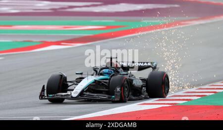 Sabadell, Barcelone, Espagne. 22 juin 2024. Montmelo Espagne 22 juin 2024 George Russell (63 GBR Mercedes ) lors de la formation qualificative au Grand Prix de formule 1 Aramaco Espagne 2024 à Montmelo Espagne le 22 juin 2024 (image crédit : © Xavi Urgeles/ZUMA Press Wire) USAGE ÉDITORIAL SEULEMENT! Non destiné à UN USAGE commercial ! Crédit : ZUMA Press, Inc/Alamy Live News Banque D'Images