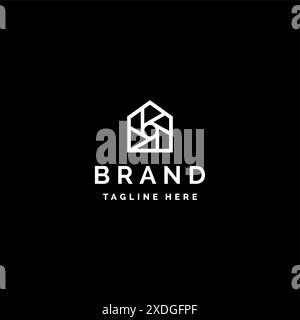 Icône de la maison avec logo à motif obturateur. Modèle de logo maison avec motif d'obturateur de caméra dedans. Illustration de Vecteur