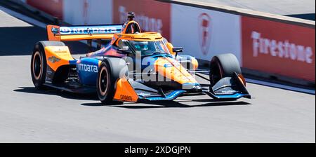 22 juin 2024 Monterey, CA, Etats-Unis pilote Nolan Siegel(6)arrivée dans le tour un lors du Grand Prix Firestone de Monterey IndyCar Practice 2 au WeatherTech Raceway Laguna Seca Monterey, CA Thurman James/CSM Banque D'Images