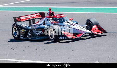 22 juin 2024 Monterey, CA, États-Unis le pilote de l'équipe Penske Will Power of Australia (12)entrant dans le tour un lors du Firestone Grand Prix de Monterey IndyCar Practice 2 au WeatherTech Raceway Laguna Seca Monterey, CA Thurman James/CSM Banque D'Images