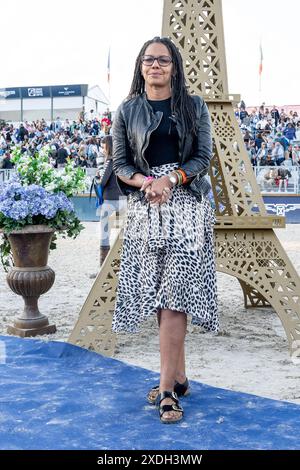 Paris, France. 22 juin 2024. Audrey Pulvar assiste au Paris Eiffel Jumping 2024 le 22 juin 2023 à Paris, France. Photo de Laurent Zabulon/ABACAPRESS. COM Credit : Abaca Press/Alamy Live News Banque D'Images