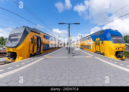 Nederlandse Spoorwegen VIRM trains à la gare d'Enkhuizen Banque D'Images