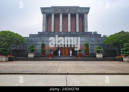 Hanoi, Vietnam - 29 janvier 2024 : extérieur du mausolée de Ho Chi Minh, Hanoi, Vietnam Banque D'Images