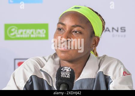 Berlin, Allemagne. 20 juin 2024. GER, Berlin, ecotrans Ladies Open 2024, WTA 500, au Steffi Graf Stadion Berlin, LTTC Rot-Weiss e.V., conférence de presse avec Coco Gauff, 20.06.2024, crédit : HMB Media/Alamy Live News Banque D'Images