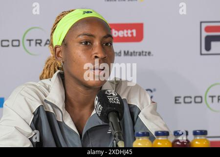 Berlin, Allemagne. 20 juin 2024. GER, Berlin, ecotrans Ladies Open 2024, WTA 500, au Steffi Graf Stadion Berlin, LTTC Rot-Weiss e.V., conférence de presse avec Coco Gauff, 20.06.2024, crédit : HMB Media/Alamy Live News Banque D'Images