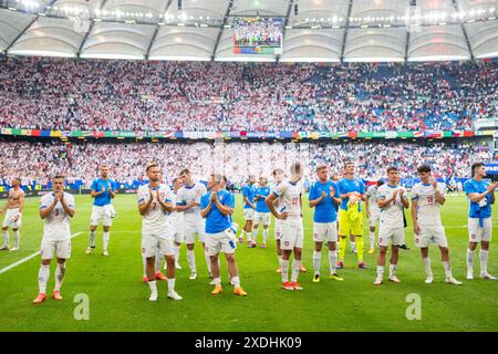Hambourg, Allemagne. 22 juin 2024. Les joueurs de la Tchéquie vus après le match UEFA Euro 2024 dans le groupe B entre la Géorgie et la Tchéquie au Volksparkstadion à Hambourg. Crédit : Gonzales photo/Alamy Live News Banque D'Images