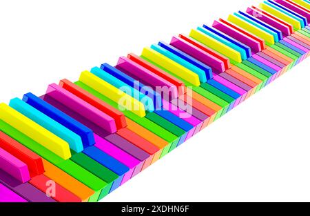 Clavier couleur piano, rendu 3D isolé sur fond blanc Banque D'Images