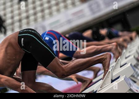 Roma, Italie. 23 juin 2024. Départ lors du 60 e Trofeo Settecolli au Foro Italico à Rome, Italie dimanche 23 juin 2024. Sport - natation . (Photo de Gian Mattia D'Alberto/LaPresse) crédit : LaPresse/Alamy Live News Banque D'Images