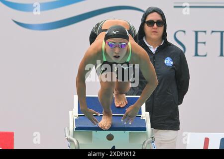 Roma, Italie. 23 juin 2024. Airi Mitsui, japonaise, participe au 200m Butterfly Women Heats lors de la 60ème rencontre Settecolli au stadio del Nuoto à Rome (Italie), le 23 juin 2024. Crédit : Insidefoto di andrea staccioli/Alamy Live News Banque D'Images