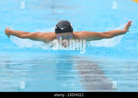 Roma, Italie. 23 juin 2024. Airi Mitsui, japonaise, participe au 200m Butterfly Women Heats lors de la 60ème rencontre Settecolli au stadio del Nuoto à Rome (Italie), le 23 juin 2024. Crédit : Insidefoto di andrea staccioli/Alamy Live News Banque D'Images