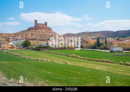 Vue d'ensemble. Montuenga de Soria, la province de Soria, Castilla Leon, Espagne. Banque D'Images