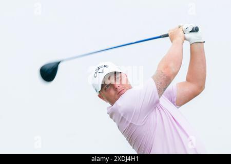 AMSTERDAM, PAYS-BAS - 21 JUIN : Callum Shinkwin d'Angleterre pendant le jour 2, KLM Open 2024, DP World Tour à l'International le 21 juin 2024 à Amsterdam, pays-Bas. (Photo de Henk Seppen/Orange Pictures) Banque D'Images