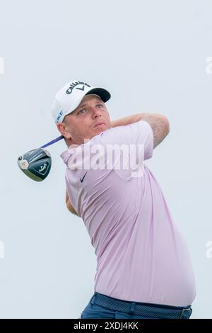 AMSTERDAM, PAYS-BAS - 21 JUIN : Callum Shinkwin d'Angleterre pendant le jour 2, KLM Open 2024, DP World Tour à l'International le 21 juin 2024 à Amsterdam, pays-Bas. (Photo de Henk Seppen/Orange Pictures) Banque D'Images