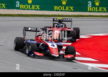 04 FORNAROLI Leonardo (ita), Trident, Dallara F3 2019, action lors de la 5ème manche du Championnat FIA de formule 3 2024 du 21 au 23 juin 2024 sur le circuit de Barcelona-Catalunya, à Montmeló, Espagne - photo Diederik van der Laan / Agence photo néerlandaise / DPPI Banque D'Images