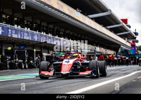 04 FORNAROLI Leonardo (ita), Trident, Dallara F3 2019, action lors de la 5ème manche du Championnat FIA de formule 3 2024 du 21 au 23 juin 2024 sur le circuit de Barcelona-Catalunya, à Montmeló, Espagne - photo Sebastian Rozendaal / Agence photo néerlandaise / DPPI Banque D'Images