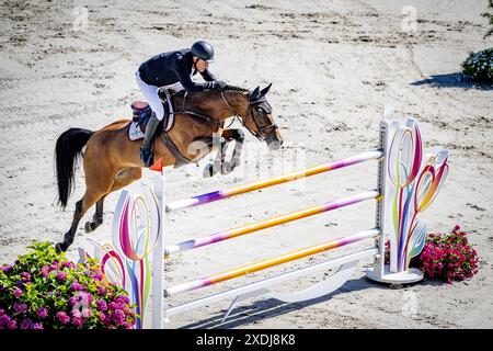 Rotterdam, pays-Bas. 23 juin 2024. ROTTERDAM - le gagnant Marc Houtzager en action lors du grand prix sur Sterrehof's Dante pendant le CHIO Rotterdam. L’épreuve équestre se déroule pour la 75ème fois dans le Kralingse Bos de Rotterdam. ANP ROBIN UTRECHT crédit : ANP/Alamy Live News Banque D'Images