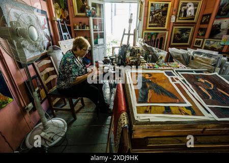 Atelier de peinture, caminito, Barrio de la Boca, Buenos Aires, republica Argentina, cono sur, Amérique du Sud Banque D'Images